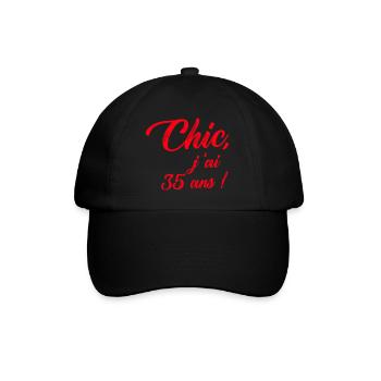 anniversaire chic j'ai 35 ans ! rouge - Casquette classique - noir/noir - Devant