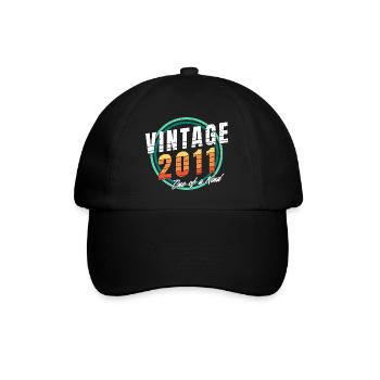 Vintage 2011 Shirt für Männer Frauen 12 Jahre alt 12. - Baseballkappe - Schwarz/Schwarz - Vorne