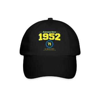 Awesome 1952 Shirt für Männer Frauen 71 Jahre alt 71. - Baseballkappe - Schwarz/Schwarz - Vorne