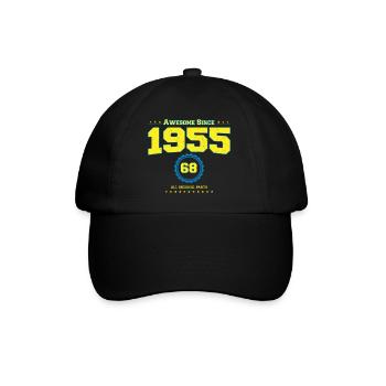 Awesome 1955 Shirt für Männer Frauen 68 Jahre alt 68. - Baseballkappe - Schwarz/Schwarz - Vorne