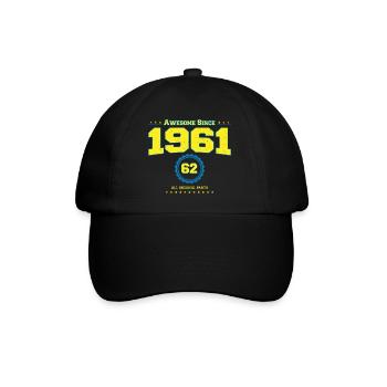 Super chemise 1961 pour hommes femmes 62 ans 62ème - Casquette classique - noir/noir - Devant