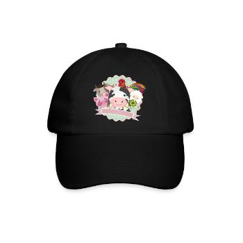 glückliche Bauernhof Tiere gemeinsam auf dem Land - Baseballkappe - Schwarz/Schwarz - Vorne