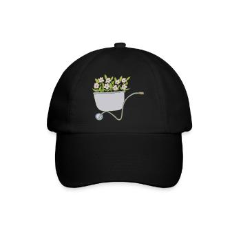schubkarren blumen - Baseballkappe - Schwarz/Schwarz - Vorne