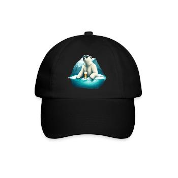Cool polar bear with beer and sunglasses - Baseball Cap - black/black - Front