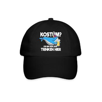 Kostüm? Ich bin nur zum Trinken hier - Baseballkappe - Schwarz/Schwarz - Vorne