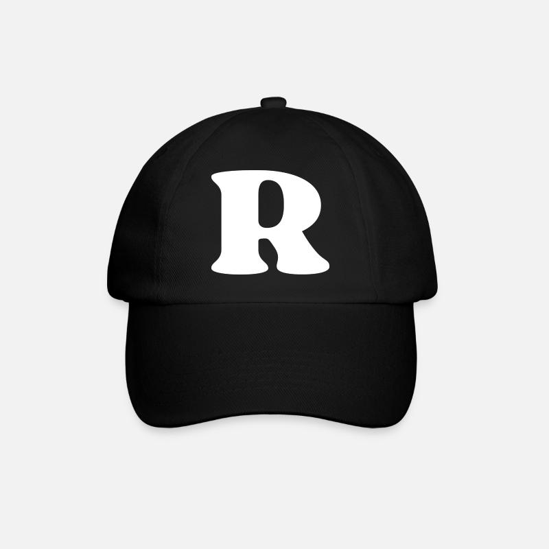 Buchstabe r - Baseballkappe - Schwarz/Schwarz