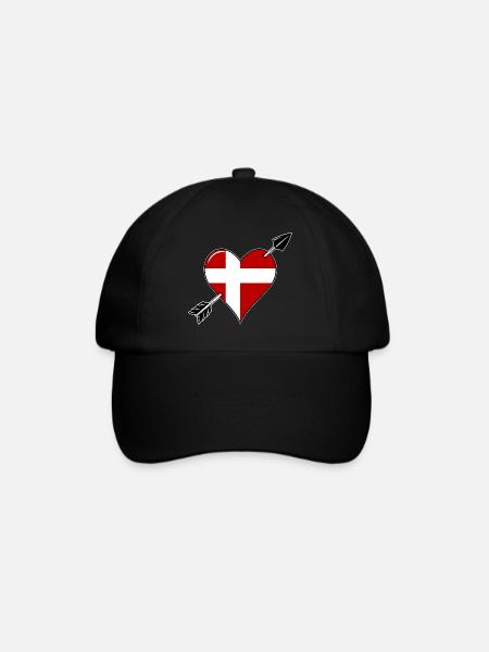 Dänemark Flagge Herz verliebt - Baseballkasket - sort/sort