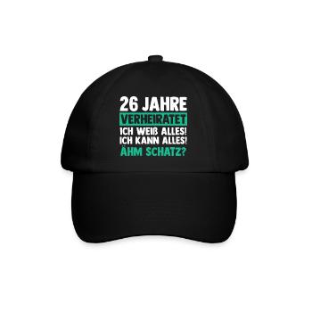 Ehe Jadehochzeit 26 Jahre Verheiratet Hochzeitstag - Baseballkappe - Schwarz/Schwarz - Vorne