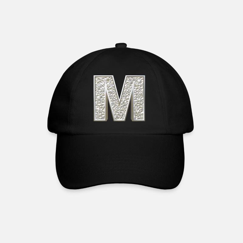 M, lettre, lettre M, initiale, initiale M, monogramme, - Casquette classique - noir/noir