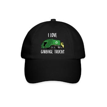 Müllwagen Liebe Müllabfuhr Kind Junge I Geschenk - Baseballkappe - Schwarz/Schwarz - Vorne