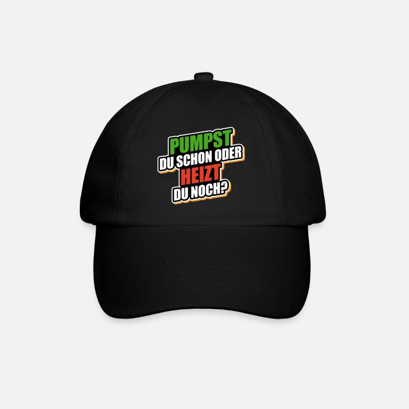 Pumpst du schon oder heizt du noch? - Wärmepumpe - Baseballkappe - Schwarz/Schwarz
