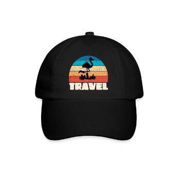 Coucher de soleil vintage de voyage à l’ombre d’un flamant rose - Casquette classique - noir/noir - Devant