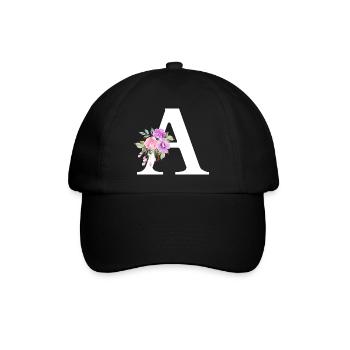 Purple Floral Letter - Baseball Cap - black/black - Front