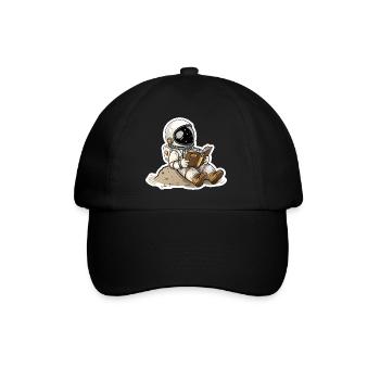 Astronaut bequem auf einem Planeten und liest - Baseballkappe - Schwarz/Schwarz - Vorne