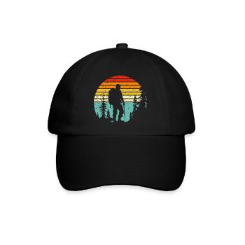Hiker silhouette at retro bedtime - Baseball Cap - black/black - Front