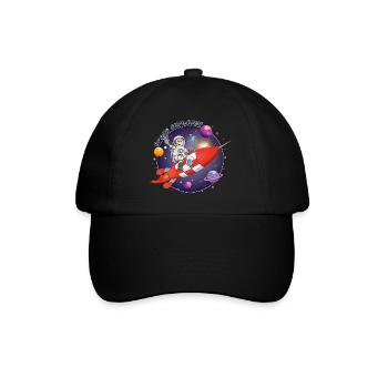 L’astronaute et la fusée rouge dans l’espace - Casquette classique - noir/noir - Devant