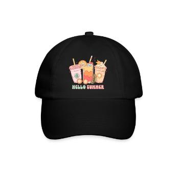 Sommer Vibes See Natur Flora Kunst Blumen Meer - Baseballkappe - Schwarz/Schwarz - Vorne