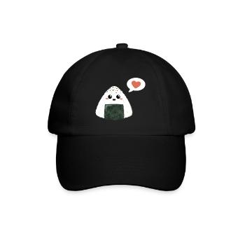 Kawaii Onigiri mit Herz - Baseballkappe - Schwarz/Schwarz - Vorne