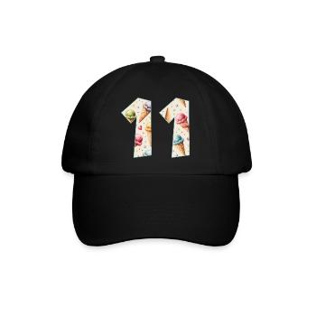 EISCREME NUMMER 11 JAHRE EIS 11. GEBURTSTAG - Baseballkappe - Schwarz/Schwarz - Vorne