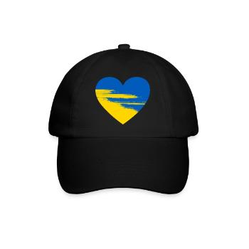 Ukraine Herz - Baseballkappe - Schwarz/Schwarz - Vorne