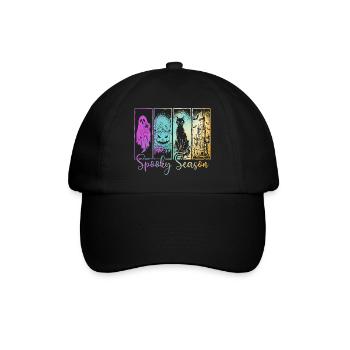 Spooky Season — Ghost & Pumpkin Haunted Vibes - Baseball Cap - black/black - Front