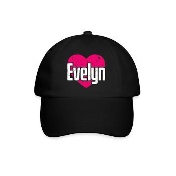 I Love Evelyn Pinkes Herz Ich liebe Evelyn - Baseballkappe - Schwarz/Schwarz - Vorne