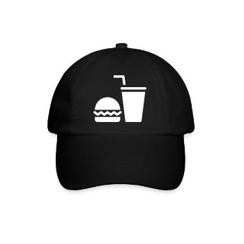 Fast Food, Burger, Imbisswagen - Baseballkappe - Schwarz/Schwarz - Vorne