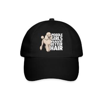 Pudelmädchen haben bessere Haare, Pudelhund - Baseballkappe - Schwarz/Schwarz - Vorne
