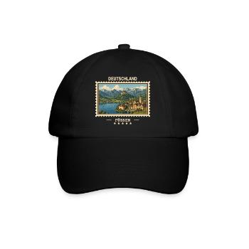 Deutschland Füssen Vintage Reisemarke - Baseballkappe - Schwarz/Schwarz - Vorne