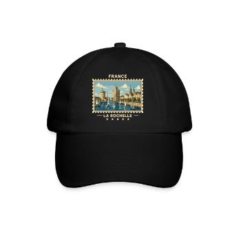 Frankreich La Rochelle Vintage Reisemarke - Baseballkappe - Schwarz/Schwarz - Vorne