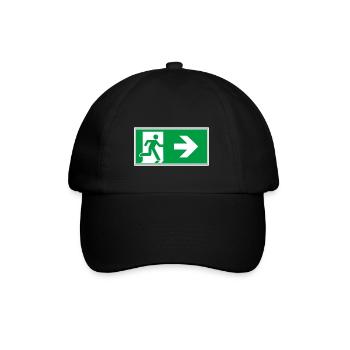 rettungsweg aufkleber schild notausgang rechts go - Baseballkappe - Schwarz/Schwarz - Vorne
