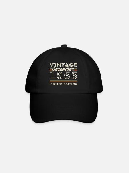 Vintage december 1955 - 70e verjaardag december - Baseballcap - zwart/zwart