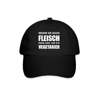 Wenn es kein Fleisch mehr gibt, ess ich Vegetarier - Baseballkappe - Schwarz/Schwarz - Vorne