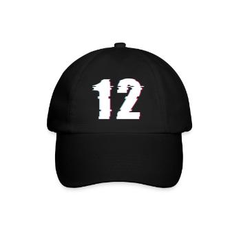 12 Douze Douze Nombre Effet Distordu Nombre - Casquette classique - noir/noir - Devant