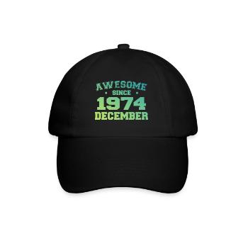 Geburtstag Dezember 1974 - Geschenk Dezember 1974 - Baseballkappe - Schwarz/Schwarz - Vorne
