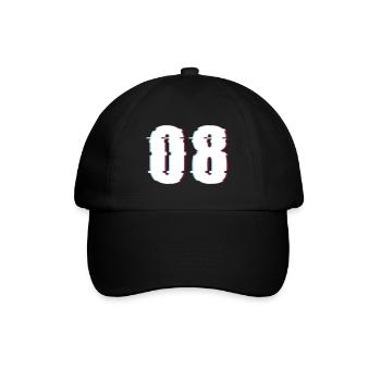 Acht 8 Zahl 08 Effekt Verzerrt Nummer - Baseballkappe - Schwarz/Schwarz - Vorne
