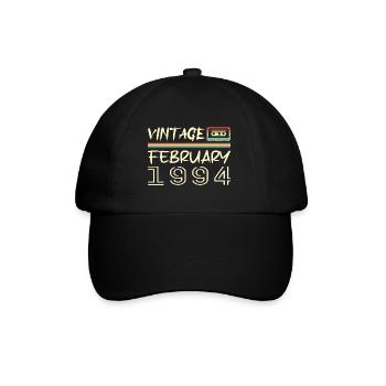 Februar 1984 Bestes Geschenk Februar 1984 - Baseballkappe - Schwarz/Schwarz - Vorne
