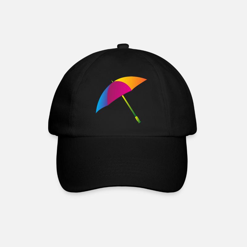 Regenbogen Regenschirm - Baseballkappe - Schwarz/Schwarz