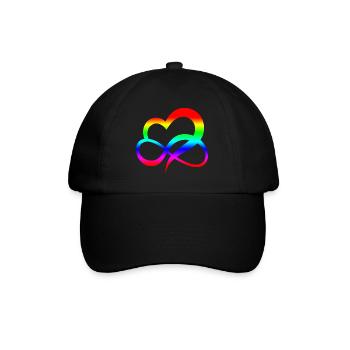 Regenbogen Herz - Baseballkappe - Schwarz/Schwarz - Vorne