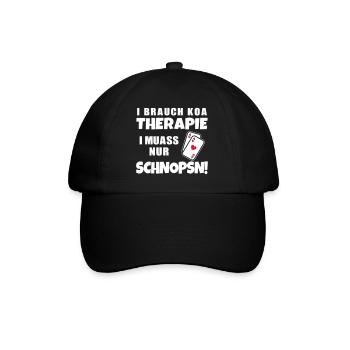 Lustiger Spruch Dialekt Österreichisch Schnapsen - Baseballkappe - Schwarz/Schwarz - Vorne