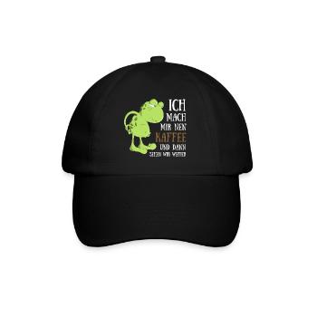 Frosch Kaffee trinken Morgenmuffel Spätaufsteher - Baseballkappe - Schwarz/Schwarz - Vorne