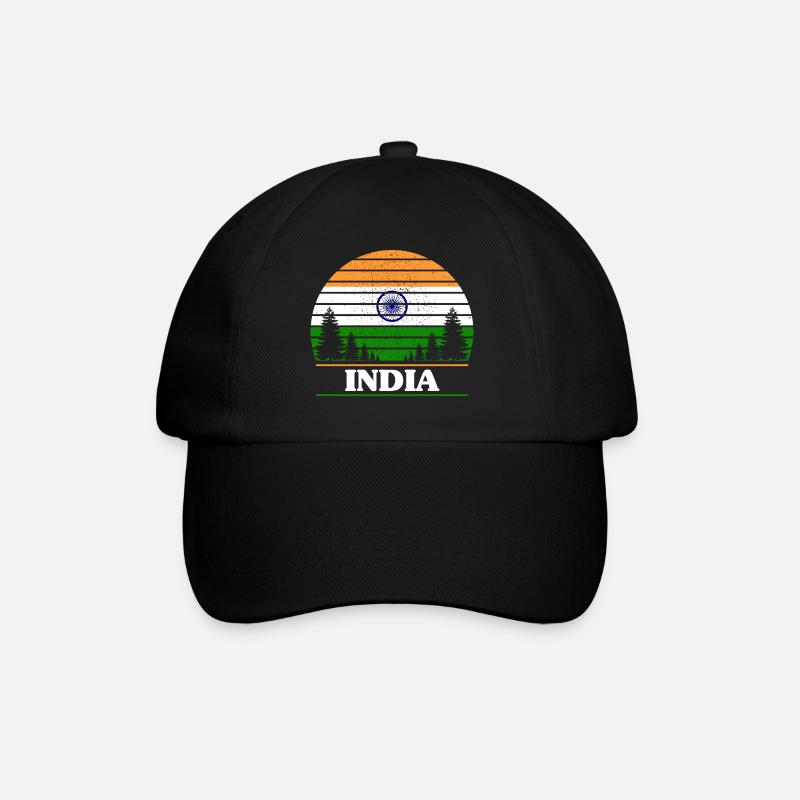 Indien - Baseballkappe - Schwarz/Schwarz