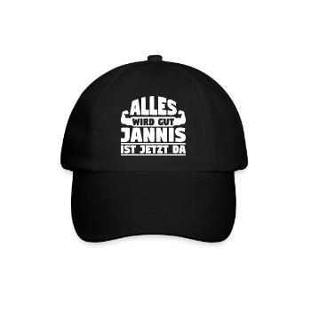 Alles wird gut Jannis ist jetzt da - Baseballkappe - Schwarz/Schwarz - Vorne