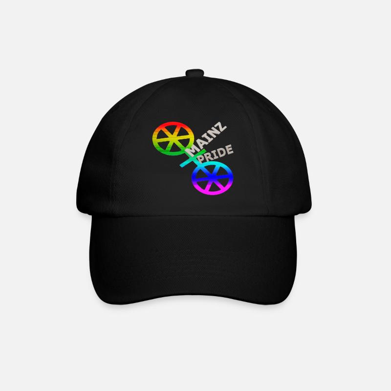 CSD Mainz Gay Pride Wappen sechsspeichige Räder - Baseballkappe - Schwarz/Schwarz