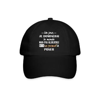Un jour je dominerai le monde t-shirt parqueteur - Casquette classique - noir/noir - Devant