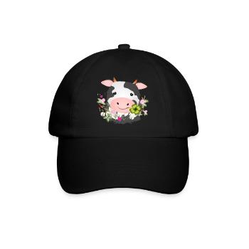 cute cow with shamrock for farm fans - Baseball Cap - black/black - Front