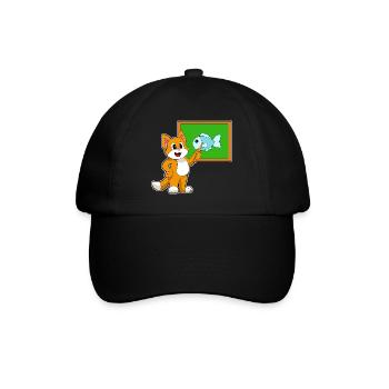 Cat Teacher Pointing Stick School - Baseball Cap - black/black - Front