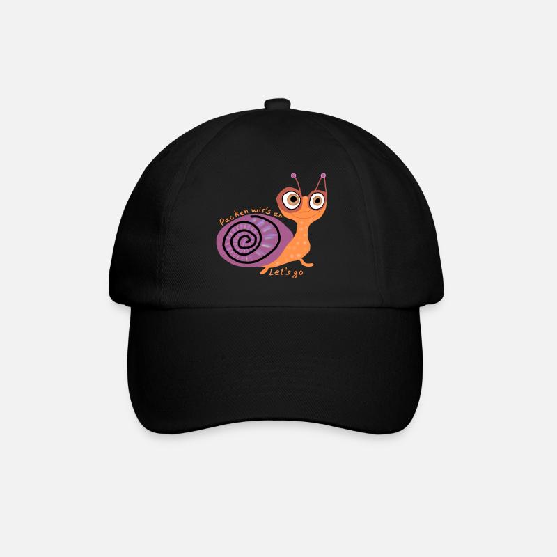 Schnecke mit Spruch - Baseballkappe - Schwarz/Schwarz