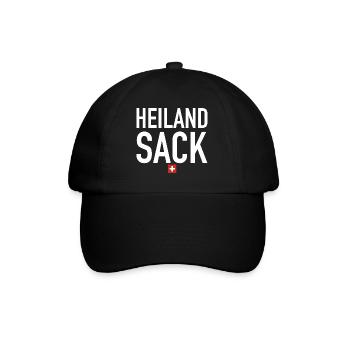 Heiland Sack | Schweiz, Sprichwort, Fondue - Baseballkappe - Schwarz/Schwarz - Vorne