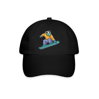 Dachs Snowboarder Snowboard - Baseballkappe - Schwarz/Schwarz - Vorne